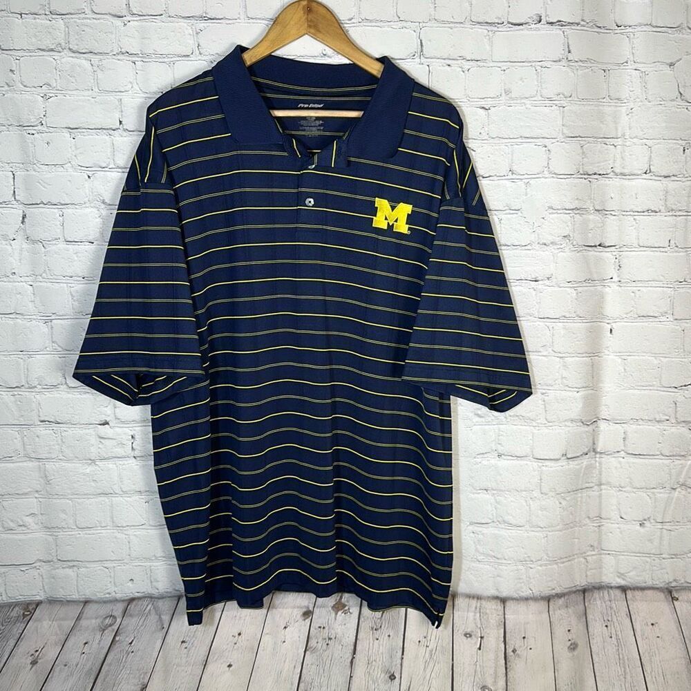 Michigan Wolverines Short Sleeve Polo‎ Shirt size 2XL XXL Navy Yellow